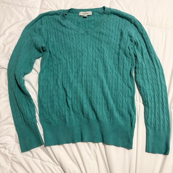 Teal Cable Knit Sweater - Picture 1 of 8